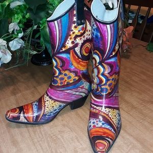 Nomad Cowgirl Rain boots.  Yippy- Turquoise Monet